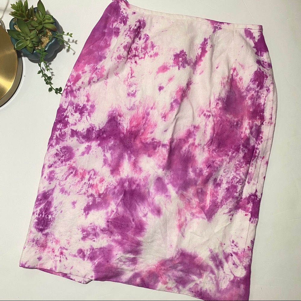 100% Linen Tie Dye Pencil Skirt